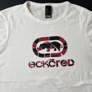 Ecko Red Tshirt Women's Large White Y2K Classic Rhino Logo Vintage